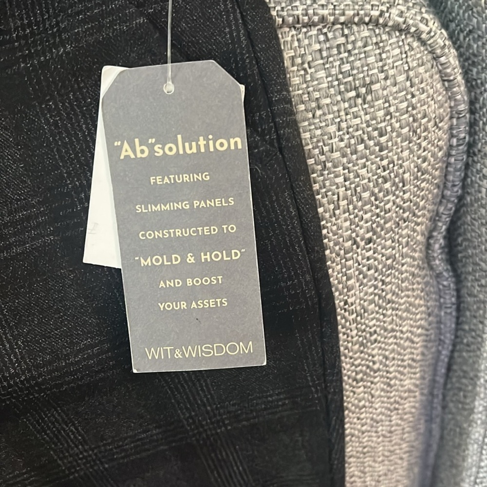 Wit & Wisdom Absolution Ponte Knit Trousers Black and Charcoal Gray Plaid Sz. 0 - Picture 2 of 6